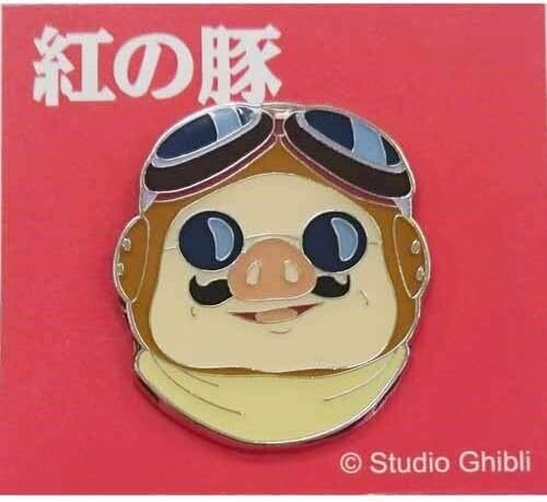 Porco Rosso pin badge front view with Porco Rosso design