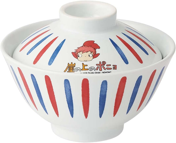 Ponyo ceramic ramen bowl with Ponyo design front view