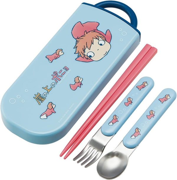 Ponyo cutlery set with chopsticks fork spoon and case